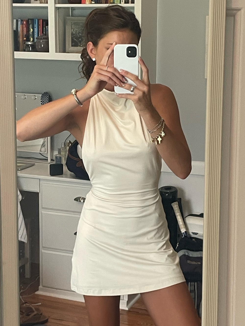 Cream Halter Mini Dress